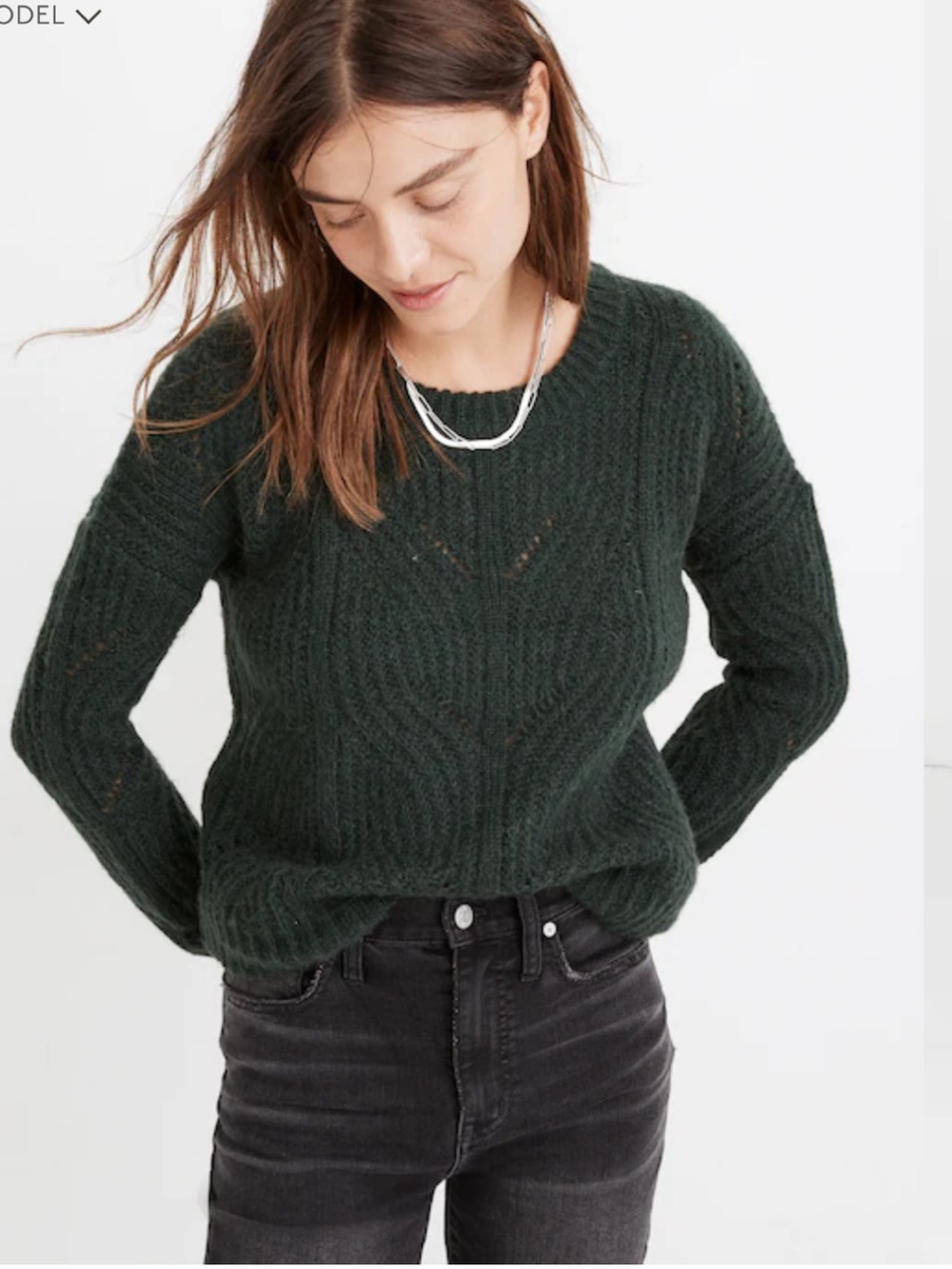 Madewell Charley Pullover Wool Blend Sweater in Heather Moss